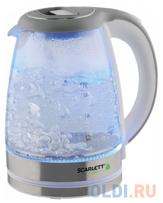 Чайник электрический Scarlett SC-EK27G75 2000 Вт белый серый 1.7 л стекло чайник электрический redmond rk g185 темно серый