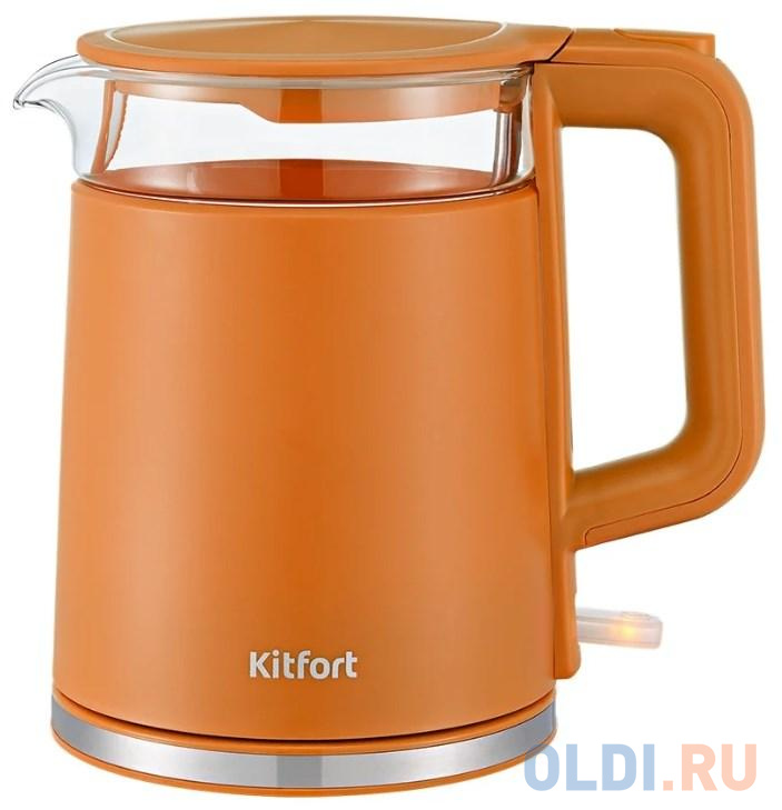Чайник электрический Kitfort KT-6124-4 1.2л. 2200Вт оранжевый (корпус: пластик), размер (ШхГхВ) 21.40х15.30х22 см - фото 2