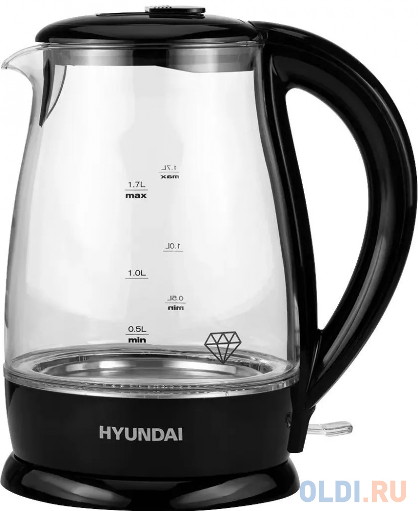 Чайник электрический Hyundai HYK-G2011 1.7л. 2200Вт черный (корпус: стекло) - фото 1