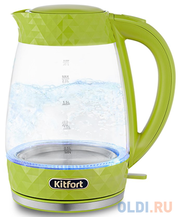 Чайник электрический Kitfort KT-6123-2 2л. 2200Вт салатовый (корпус: стекло)