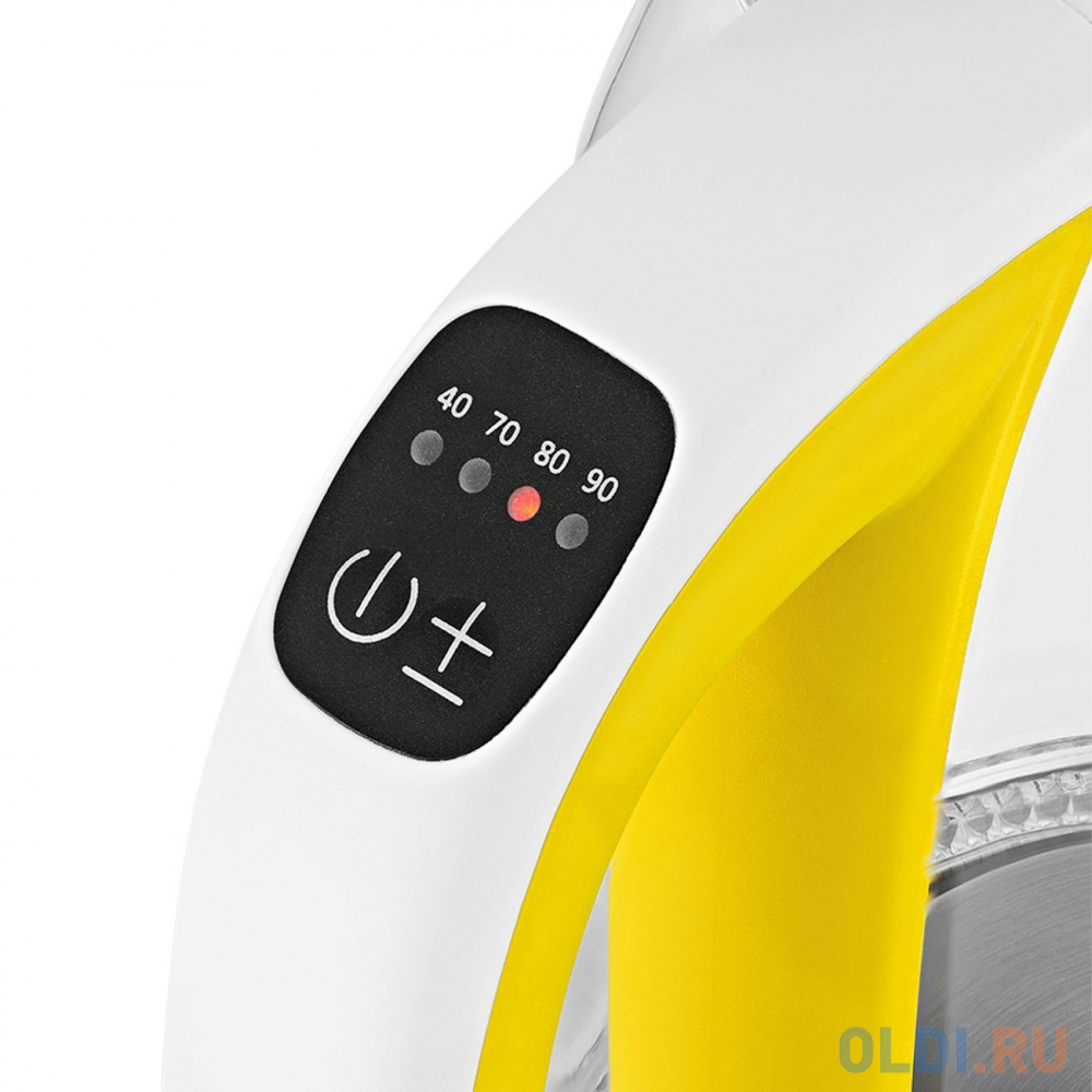 Чайник электрический KITFORT КТ-6140-5 2200 Вт жёлтый белый 1.7 л пластик/стекло, цвет белый/желтый - фото 3