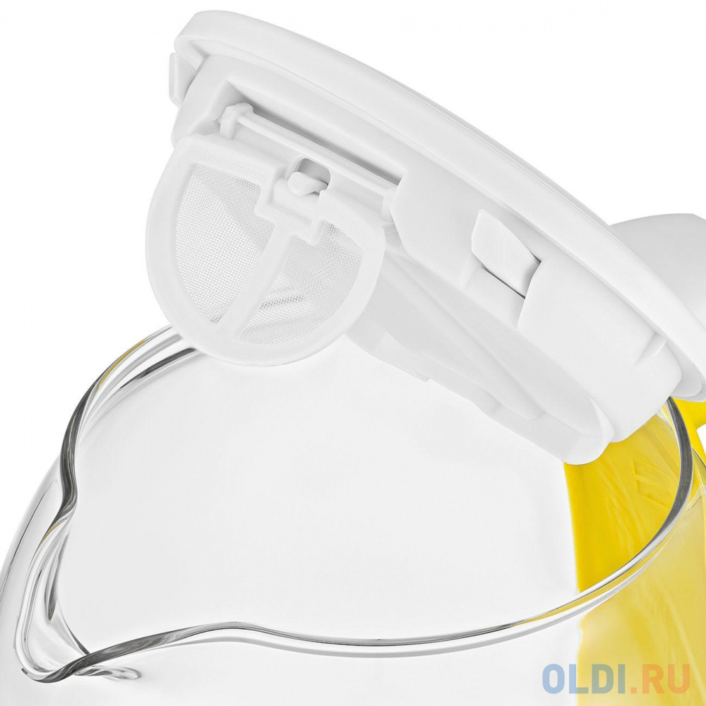 Чайник электрический KITFORT КТ-6140-5 2200 Вт жёлтый белый 1.7 л пластик/стекло, цвет белый/желтый - фото 4