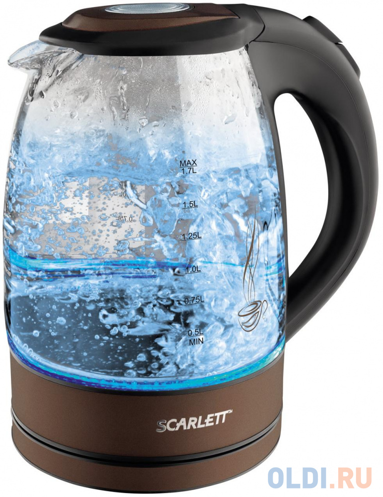 Чайник Scarlett SC-EK27G98 2200 Вт прозрачный чёрный 1.7 л пластик/стекло чайник электрический scarlett sc ek27g19 2200 вт серебристый чёрный 2 2 л металл стекло