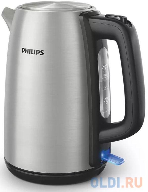 Чайник Philips/ Чайник металлический, 1,7 л, 2200 Вт, световой индикатор, функция автовыключения, индикатор уровня воды чайник электрический philips hd9350 90