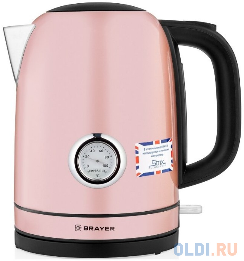 Чайник электрический Brayer 1005BR-YE 2200 Вт розовый 1.7 л нержавеющая сталь фото