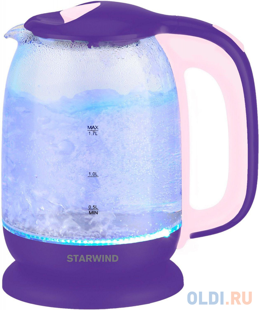 Чайник электрический StarWind SKG1513 2200 Вт фиолетовый розовый 1.7 л пластик/стекло