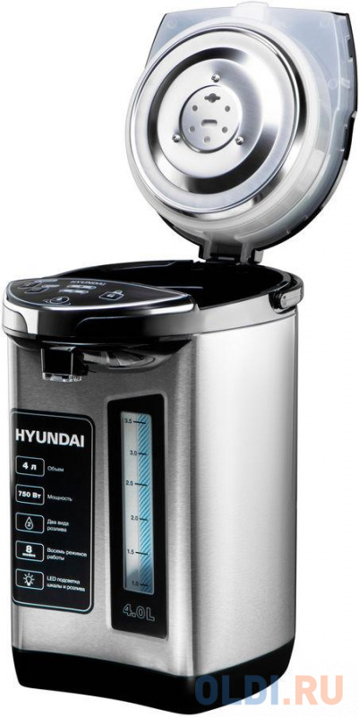 Термопот Hyundai HYTP-5840 750 Вт серебристый чёрный 4 л металл/пластик фото