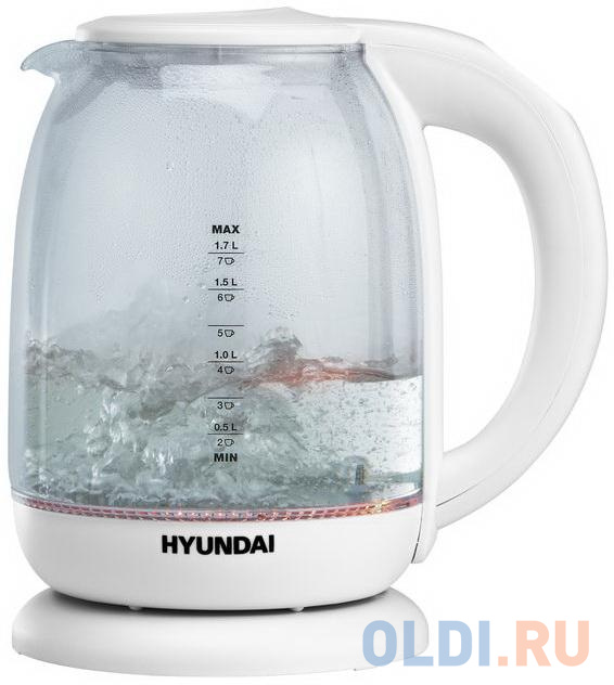 Чайник электрический Hyundai HYK-S3808 2200 Вт белый 1.7 л стекло - фото 1