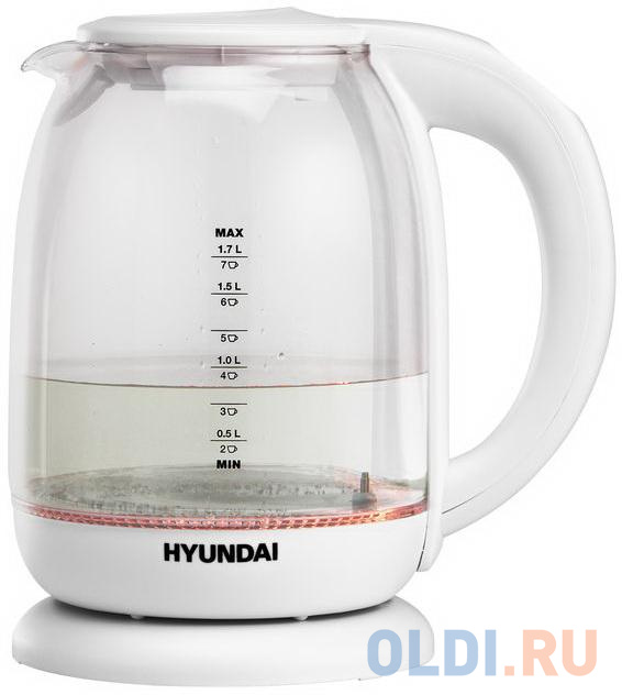 Чайник электрический Hyundai HYK-S3808 2200 Вт белый 1.7 л стекло - фото 2