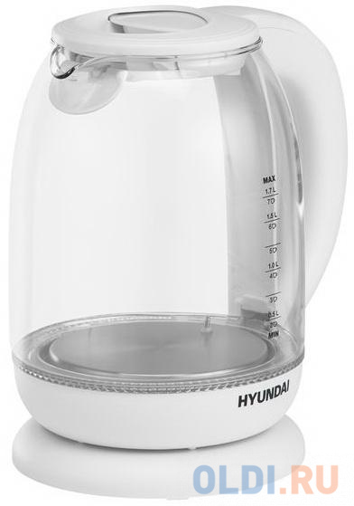 Чайник электрический Hyundai HYK-S3808 2200 Вт белый 1.7 л стекло - фото 3