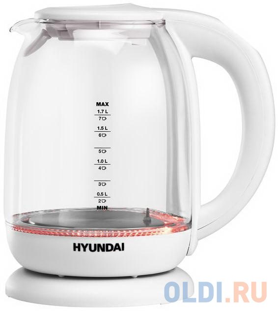 Чайник электрический Hyundai HYK-S3808 2200 Вт белый 1.7 л стекло - фото 4