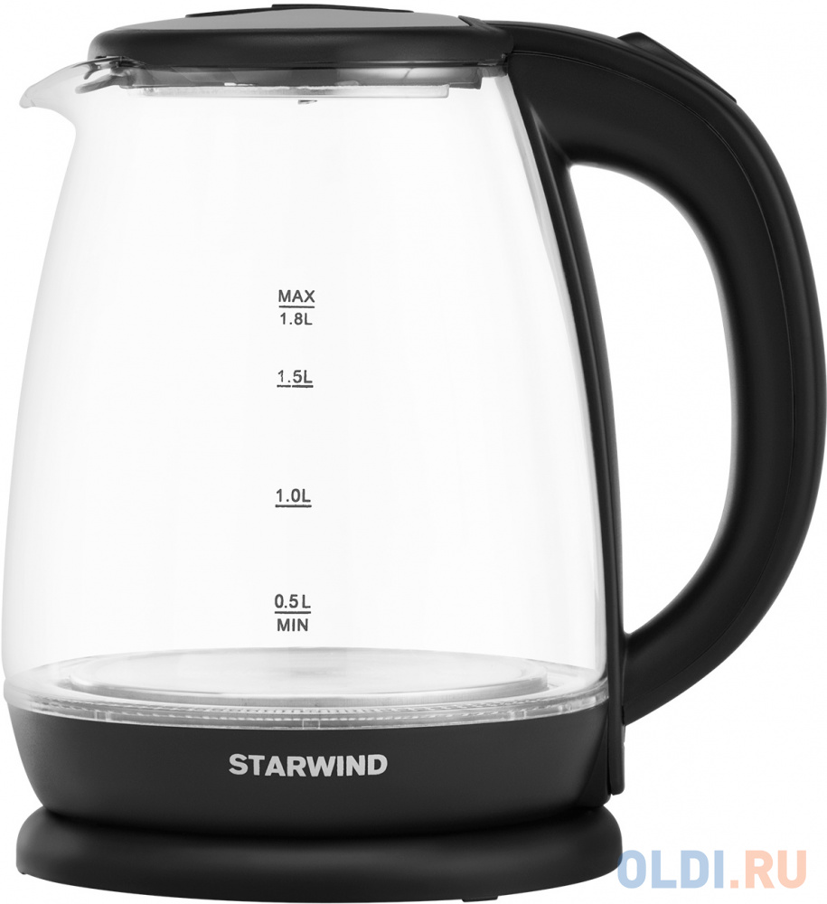 Чайник электрический StarWind SKG1055 1800 Вт чёрный 1.8 л стекло, цвет черный, размер н/д