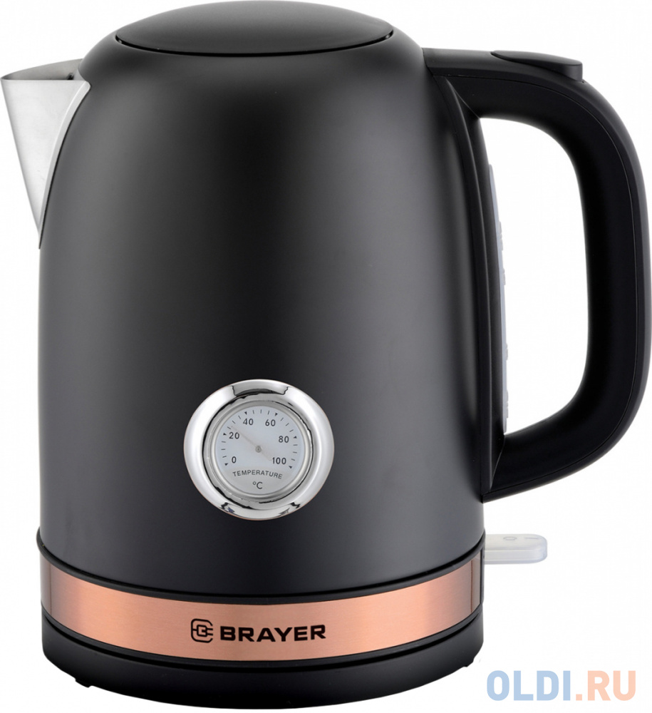 1005BR-BK Чайник электрический  BRAYER. 2150Вт.1,7 л, STRIX, сталь окраш, термометр, черн. чайник электрический brayer br1046