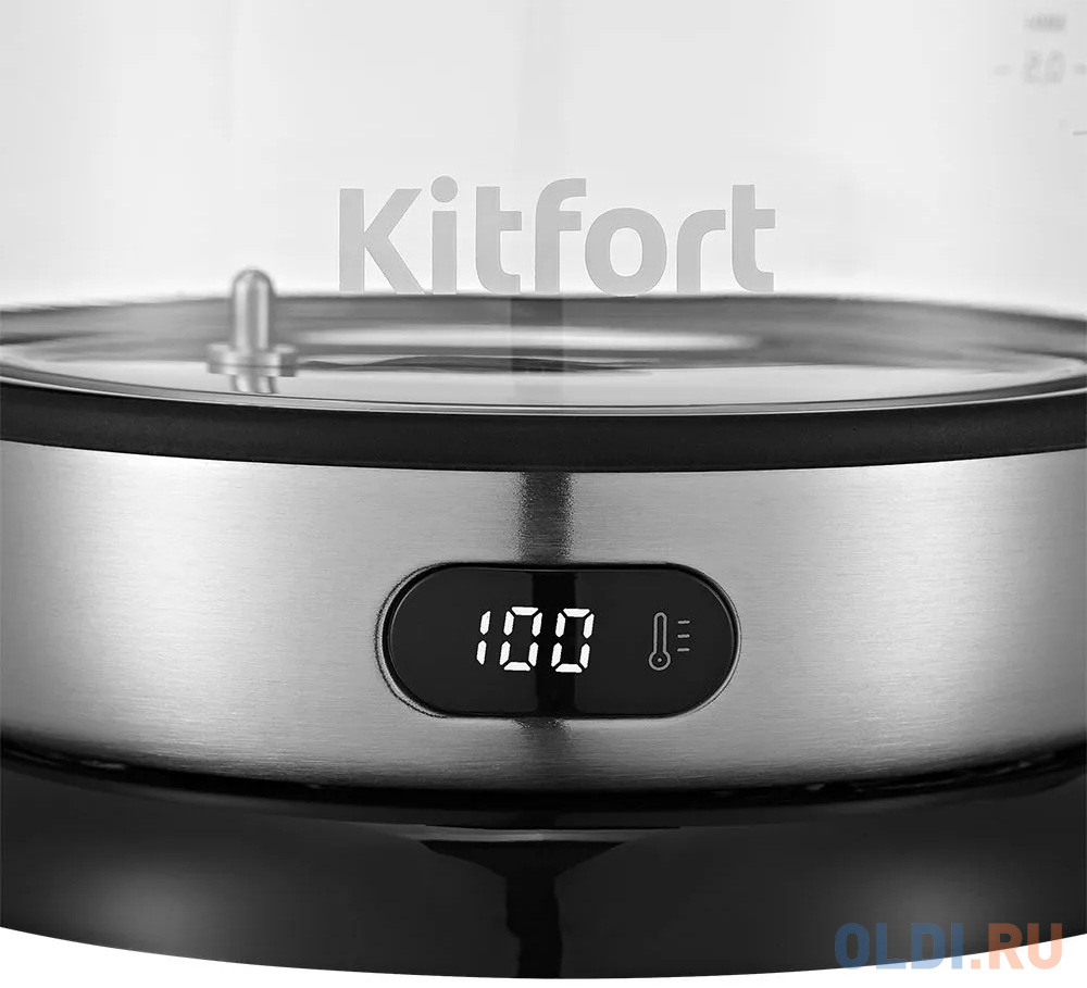 Чайник электрический KITFORT КТ-6155 2200 Вт чёрный нержавеющея сталь 1.7 л пластик/стекло фото