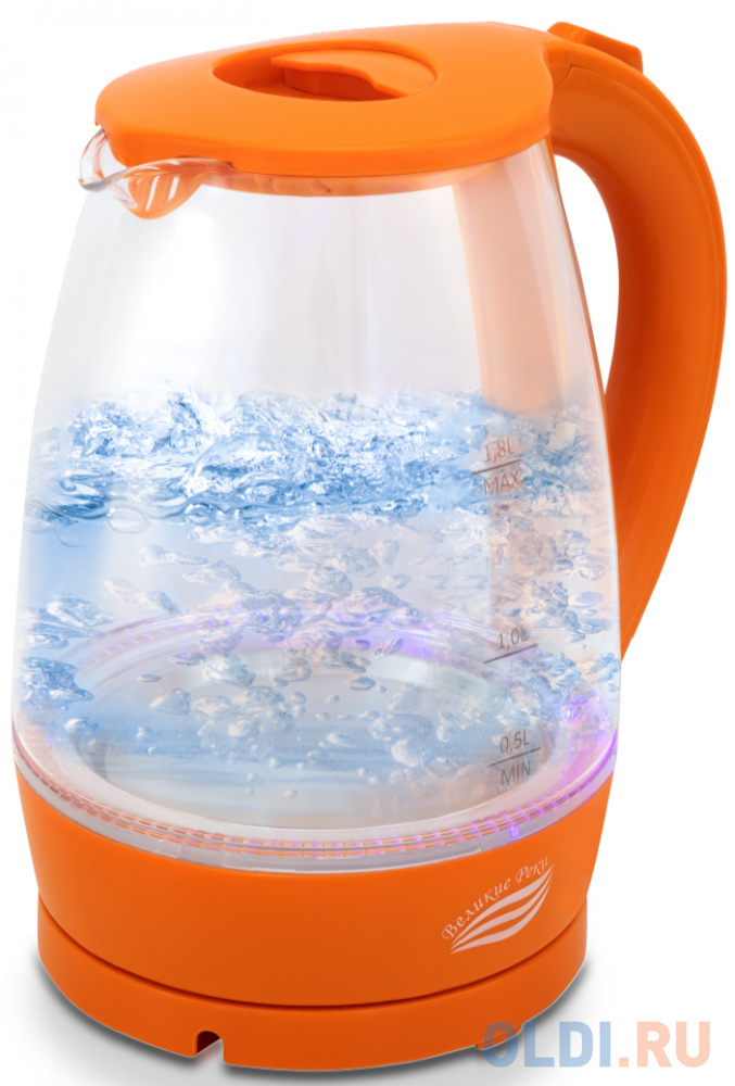 Чайник электрический Великие реки Дон-1 1850 Вт оранжевый 1.8 л пластик/стекло