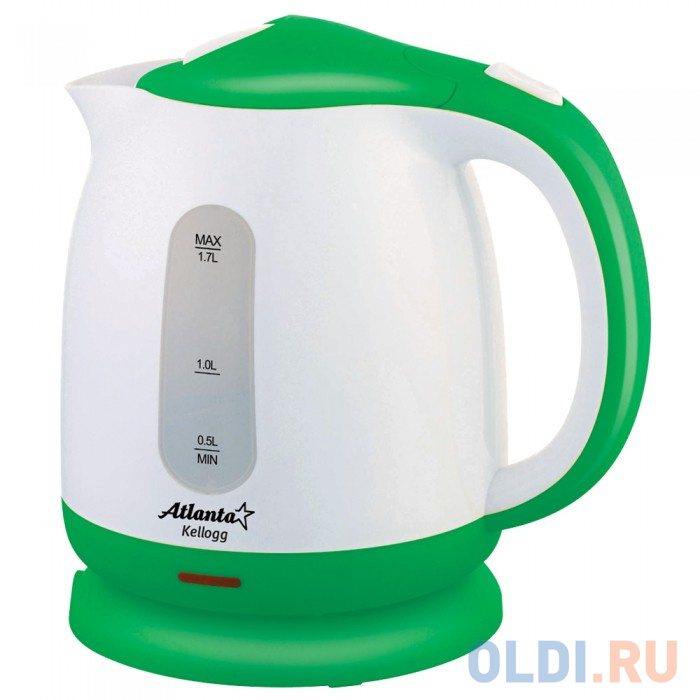 

Чайник электрический ATLANTA ATH-2371 2200 Вт белый зелёный 1.7 л пластик, Белый/зеленый