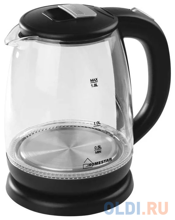 

Чайник электрический Homestar HS-1018 1500 Вт чёрный 1.8 л пластик/стекло, Черный