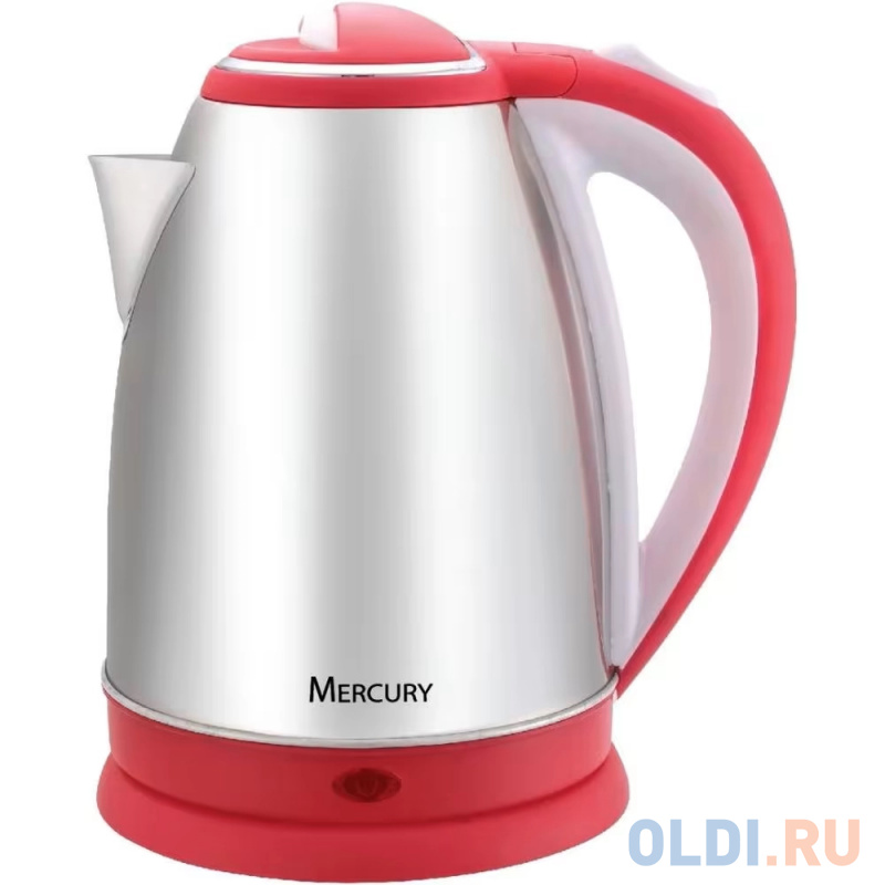 

Чайник электрический MERCURY MC-6617 2000 Вт серебристый красный 2 л металл/пластик