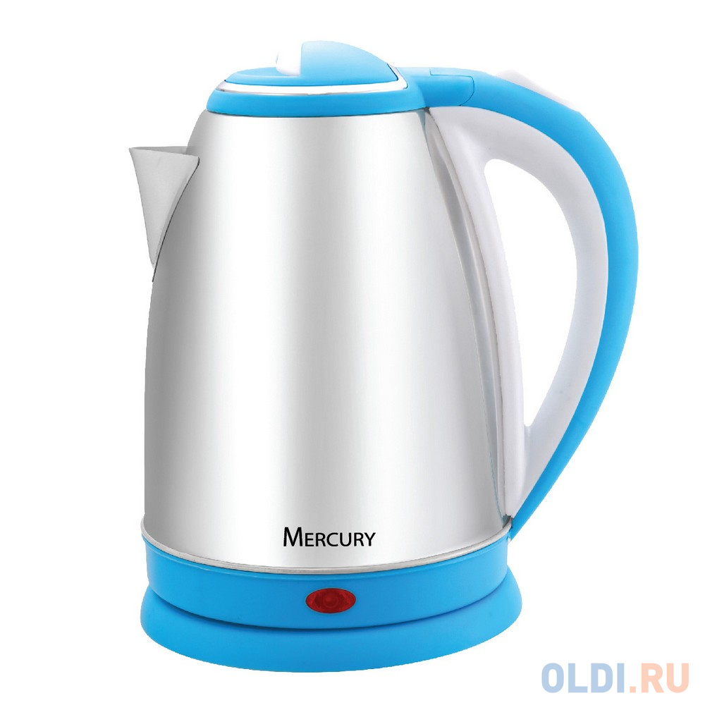 Чайник электрический MERCURY MC-6618 2000 Вт серебристый голубой 2 л металл/пластик, цвет серебристый/голубой, размер 16,5х20х23 см - фото 1