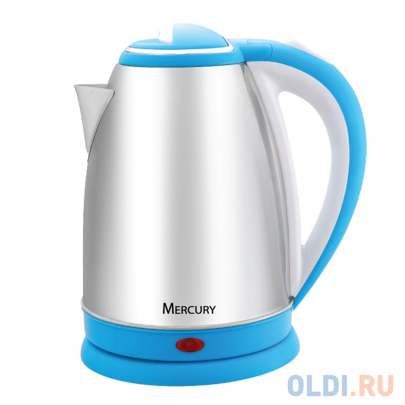 

Чайник электрический MERCURY MC-6618 2000 Вт серебристый голубой 2 л металл/пластик
