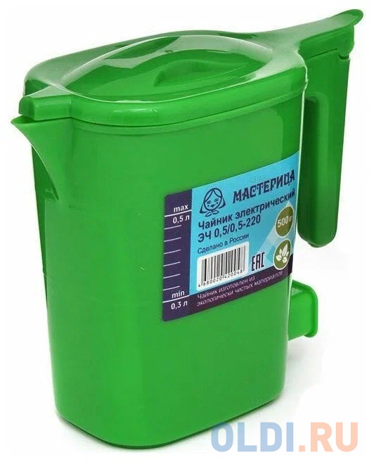 Чайник электрический Мастерица ЭЧ 0,5/0,5-220З 500 Вт зелёный 0.5 л пластик