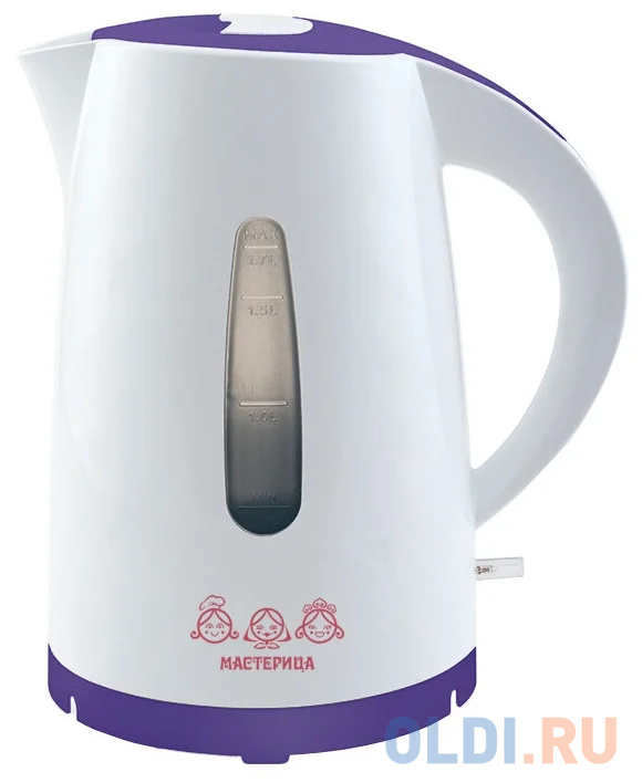 Чайник электрический Мастерица ЕК-1701M 1,7л, пластик, белый/фиолетовый, 1850 Вт (12)