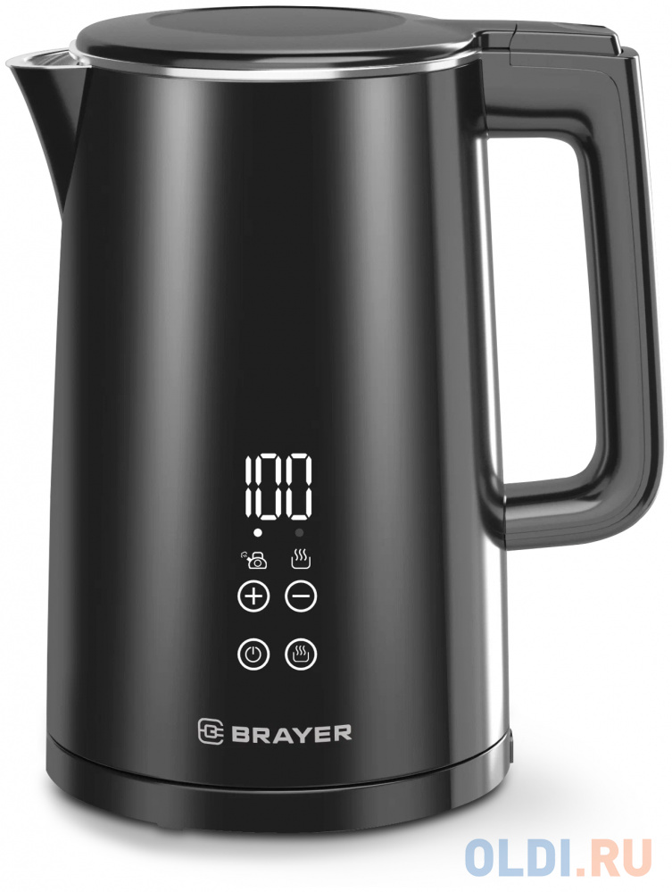 Чайник электрический Brayer BR1035 2200 Вт чёрный 1.5 л металл/пластик ремень женский ширина 2 2 см винт пряжка металл чёрный