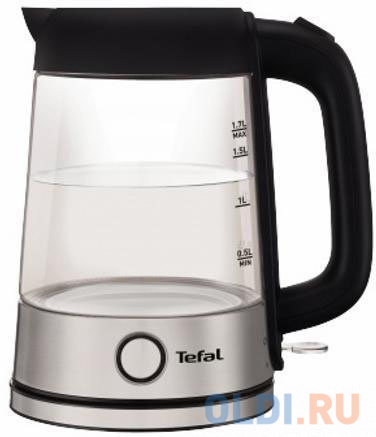 Чайник Tefal Glass Kettle KI750D 2400 Вт серебристый чёрный 1.7 л стекло 8010000020 KI 750 D 30 - фото 1