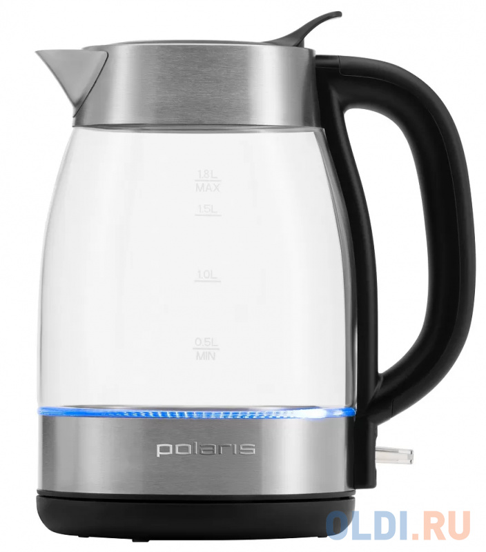 Чайник электрический Polaris PWK 1817CGL 2200 Вт чёрный нержавеющея сталь 1.8 л стекло фото