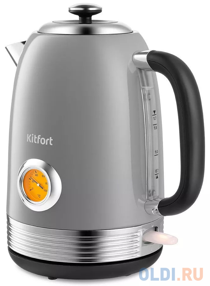 Чайник электрический KITFORT KT-6605 2200 Вт серый 1.7 л металл/пластик - фото 1