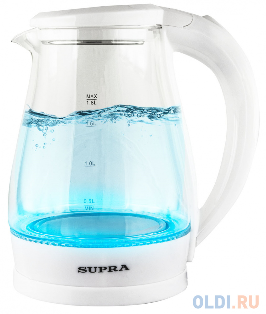 Чайник электрический Supra KES-1856G 1500 Вт белый 1.8 л стекло чайник электрический kitfort kt 6119 1 7л 2200вт прозрачный корпус стекло