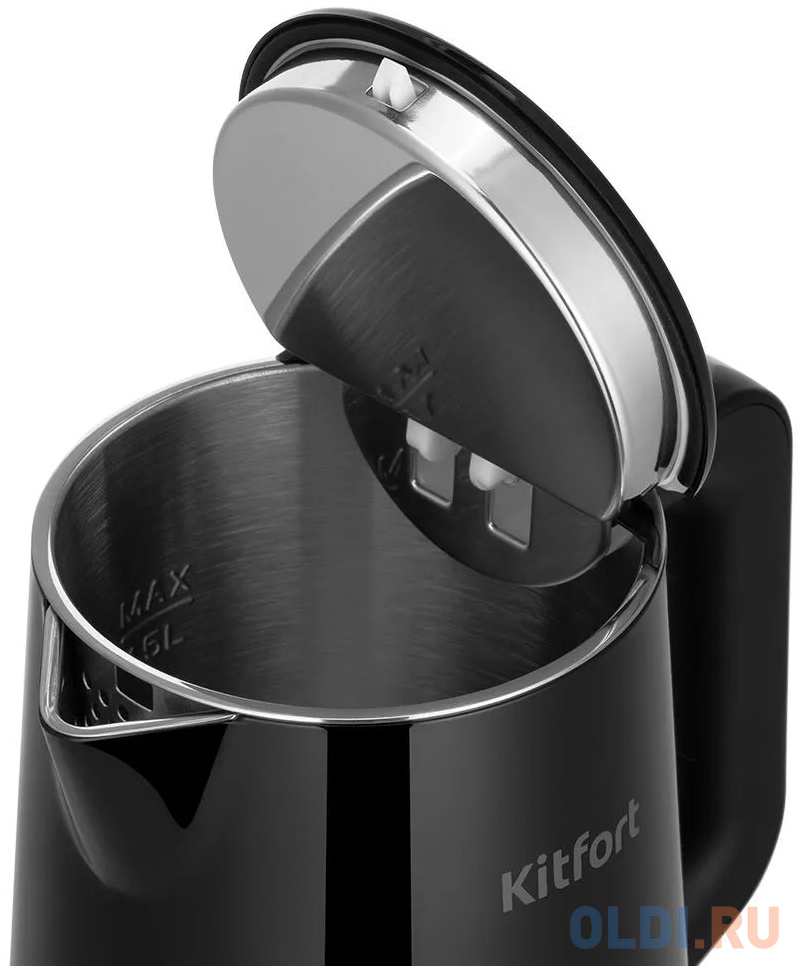 Чайник электрический KITFORT KT-6186 1800 Вт чёрный 1.5 л металл/пластик, цвет черный, размер 204 х 157 х 275 мм - фото 3