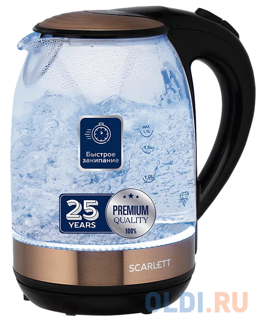 Чайник электрический Scarlett SC-EK27G81 2200 Вт бронзовый 1.7 л стекло чайник электрический scarlett sc 1020