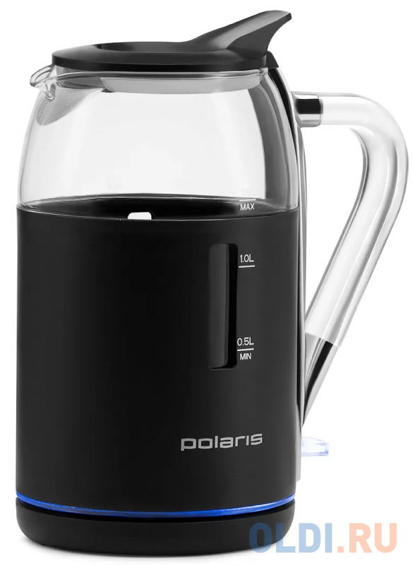 Чайник электрический Polaris PWK 1563CGL 2200 Вт чёрный прозрачный 1.5 л пластик/стекло фото
