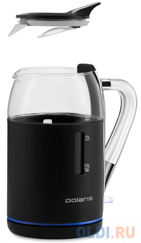 Чайник электрический Polaris PWK 1563CGL 2200 Вт чёрный прозрачный 1.5 л пластик/стекло фото