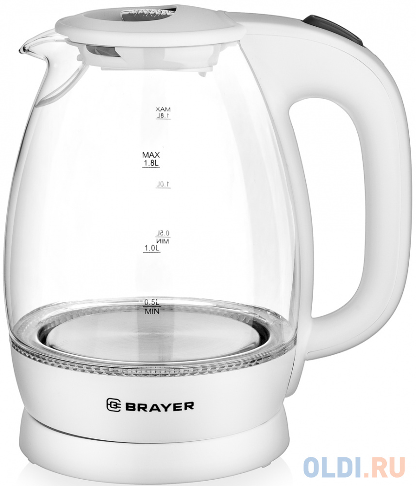 Чайник электрический Brayer BR1013WH 2200 Вт белый 1.8 л пластик/стекло, размер 16х18х23 см - фото 7