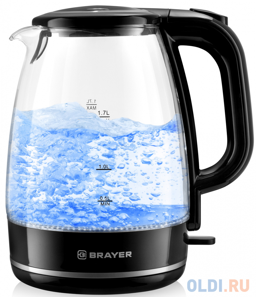 Чайник электрический Brayer BR1030 2200 Вт чёрный 1.7 л пластик/стекло мультиварка brayer br2400