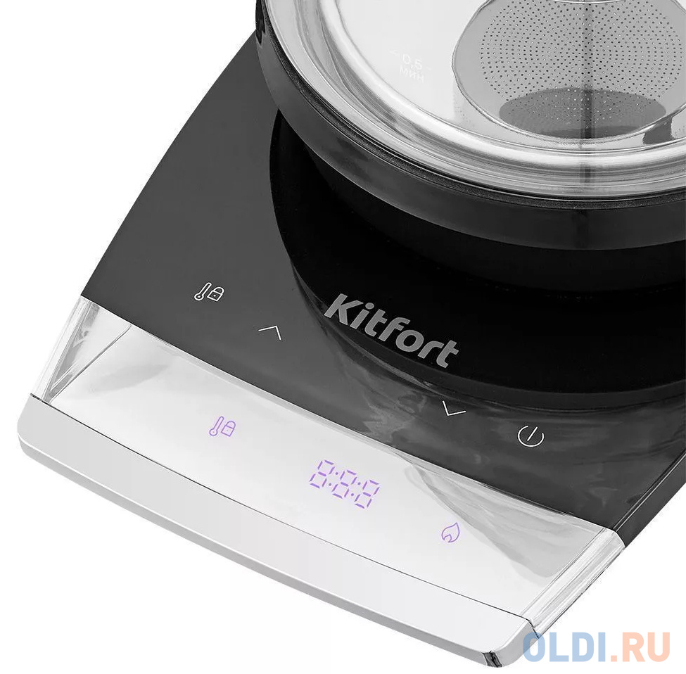 Чайник электрический KITFORT KT-6187 2150 Вт чёрный серебристый 1.5 л пластик/стекло, цвет черный/серебристый, размер 178 х 254 х 260 мм - фото 3