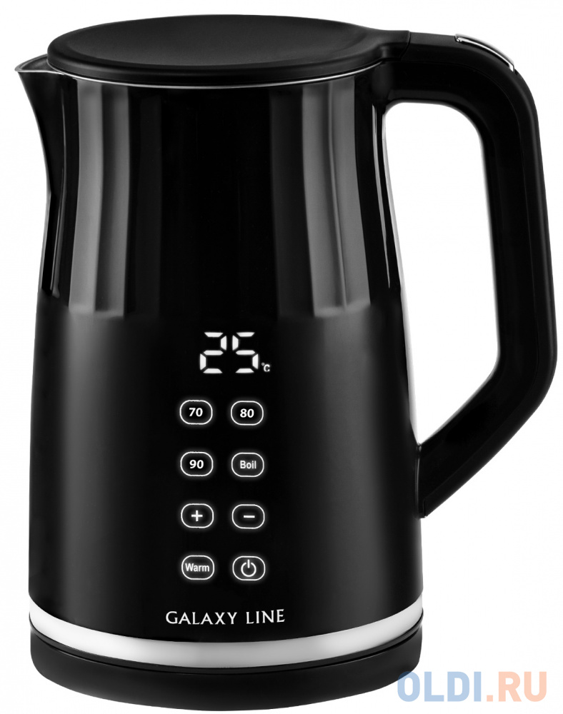 Чайник электрический GALAXY LINE GL0337 2200 Вт чёрный 1.7 л металл/пластик чайник электрический scarlett sc ek27g55 2200 вт серебристый чёрный 1 7 л стекло