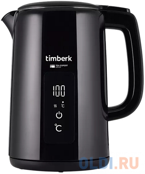 Чайник электрический Timberk T-EK21S01 2200 Вт чёрный 1.5 л металл/пластик термопот kitfort кт 2519 1200 вт белый чёрный 2 л металл пластик