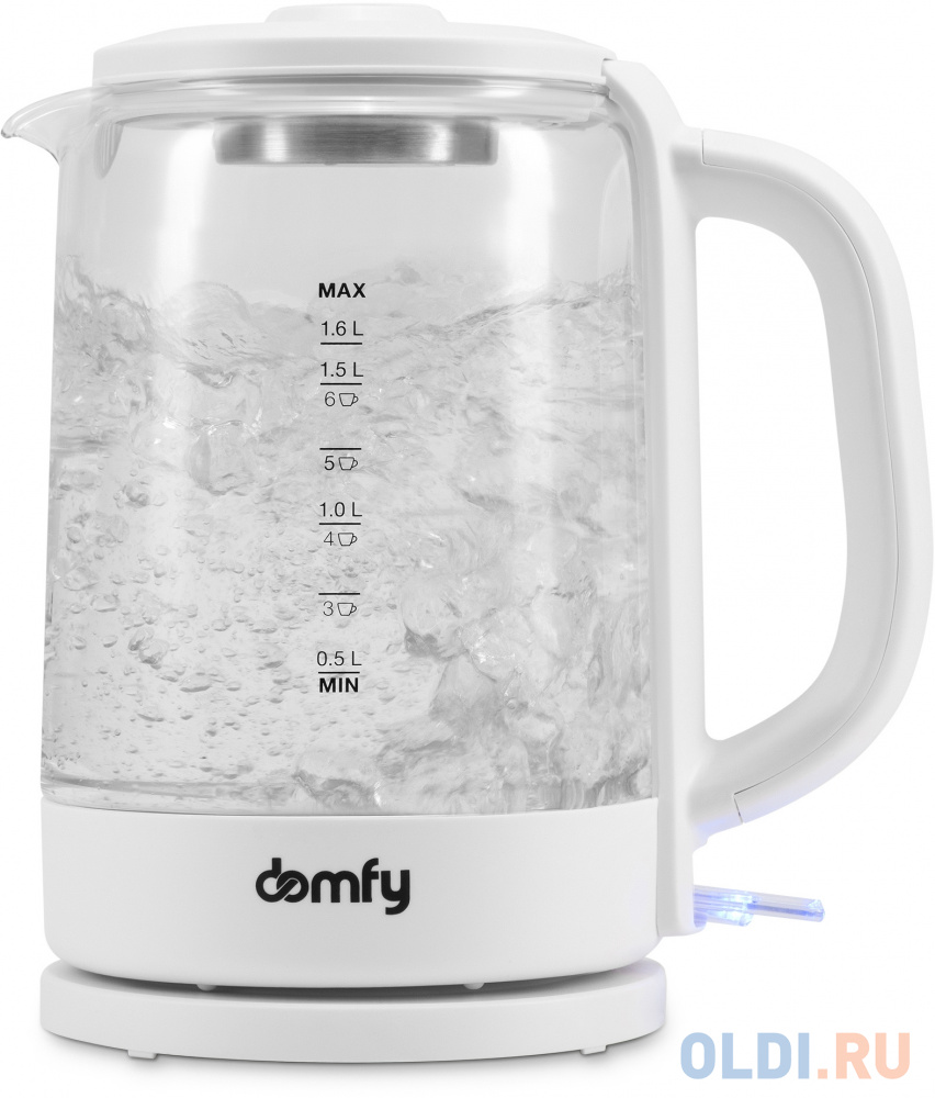 Чайник электрический Domfy DSW-EK304 2200 Вт белый 1.7 л пластик/стекло чайник электрический energy e 250 1 7 л стекло пластик