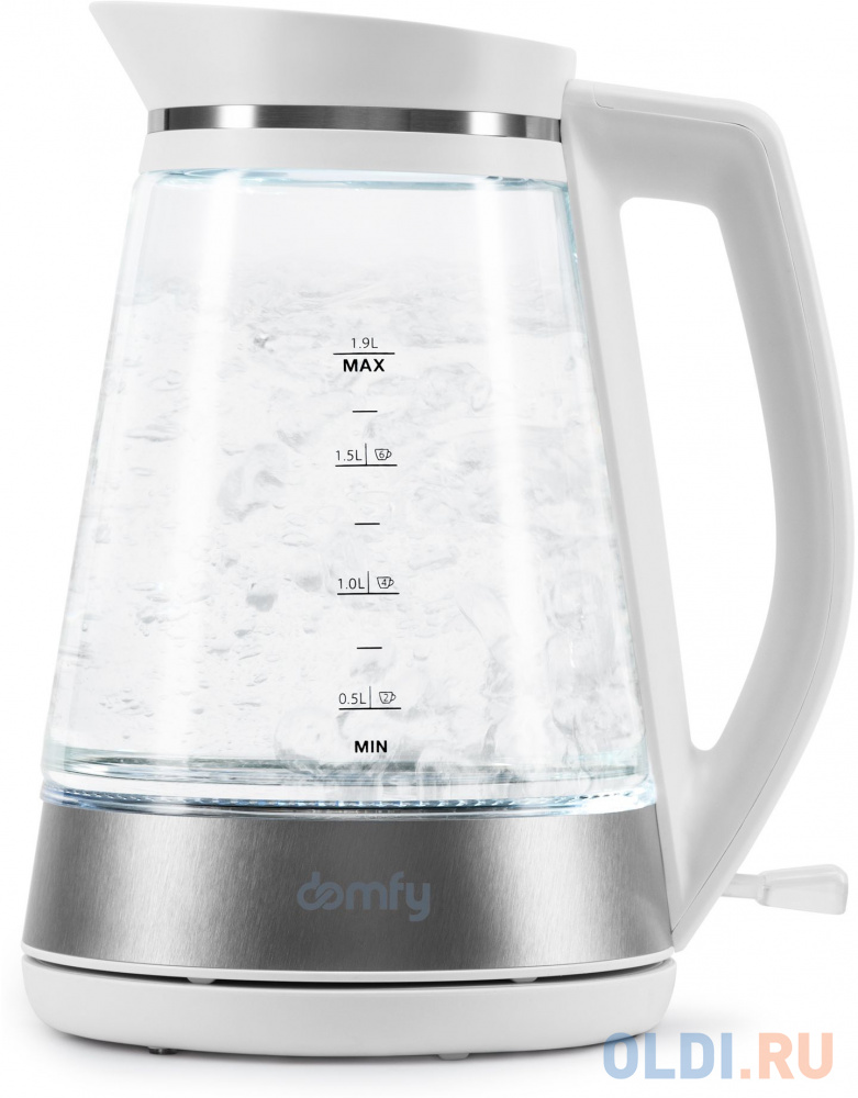 Чайник электрический Domfy DSW-EK505 3000 Вт белый прозрачный 1.9 л пластик/стекло кашпо флэйм альтернатива ø30 h50 v24л пластик белый