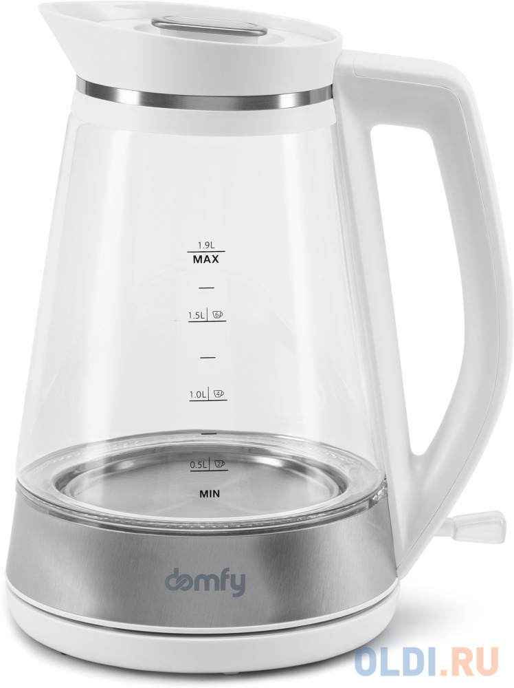 Чайник электрический Domfy DSW-EK505 3000 Вт белый прозрачный 1.9 л пластик/стекло, цвет белый/прозрачный, размер 175х175х273 мм - фото 2