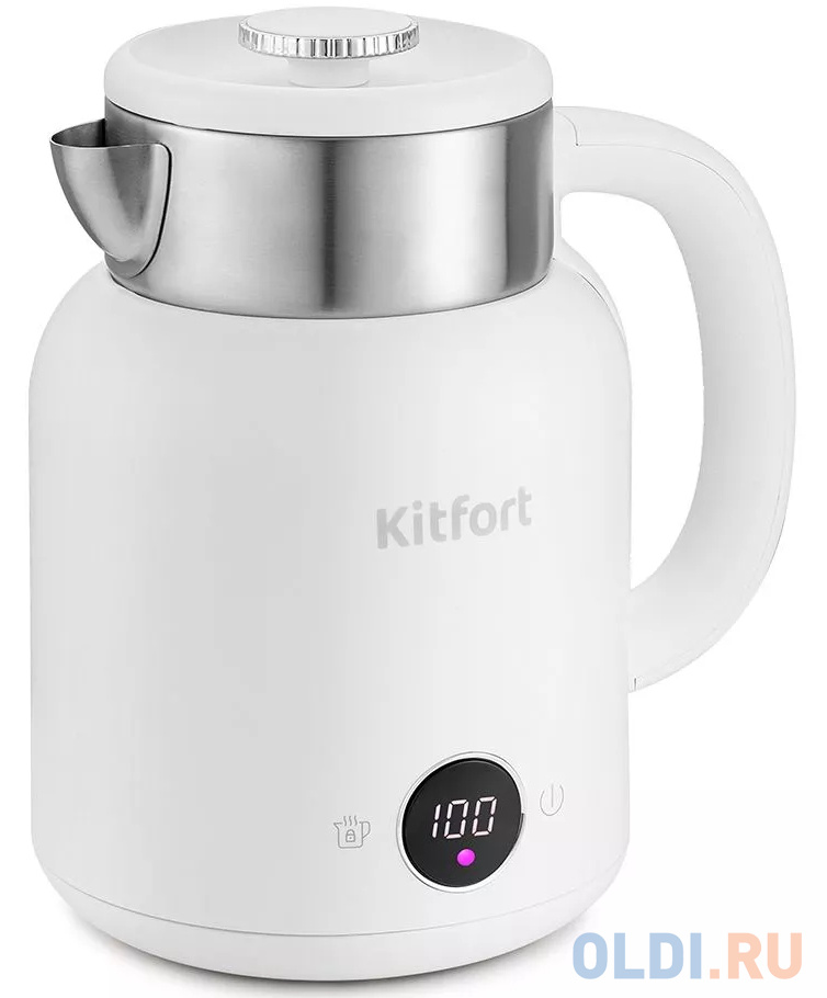 Чайник электрический KITFORT КТ-6196-2 2200 Вт белый серебристый 1.5 л металл/пластик kitfort электрический штопор кт 4039