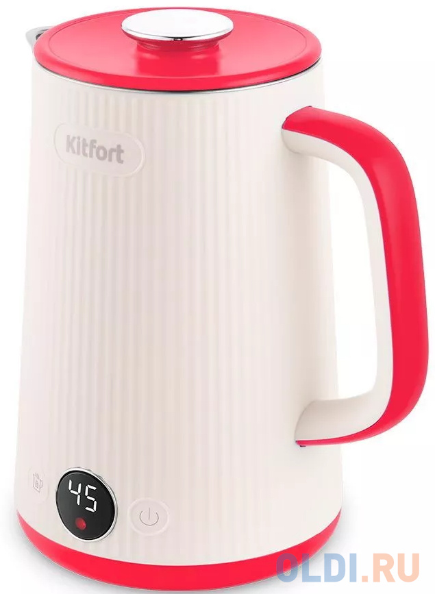 Чайник электрический KITFORT КТ-6197-1 1500 Вт розовый белый 1.7 л металл/пластик чайник электрический galaxy gl 0327 1800 вт мятный 1 5 л металл пластик