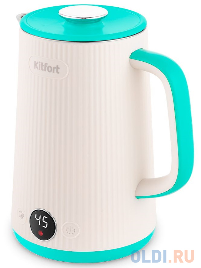 Чайник электрический KITFORT КТ-6197-2 1500 Вт зелёный белый 1.7 л металл/пластик kitfort чайник kt 6140 1 бело фиолетовый