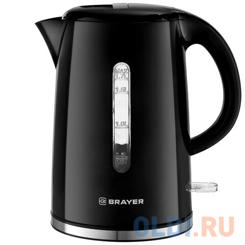 Чайник BRAYER BR1032, 1,7 л, 2200 Вт, закрытый нагревательный элемент, автоотключение, пластик, черный, 1032BR 456045 - фото 1