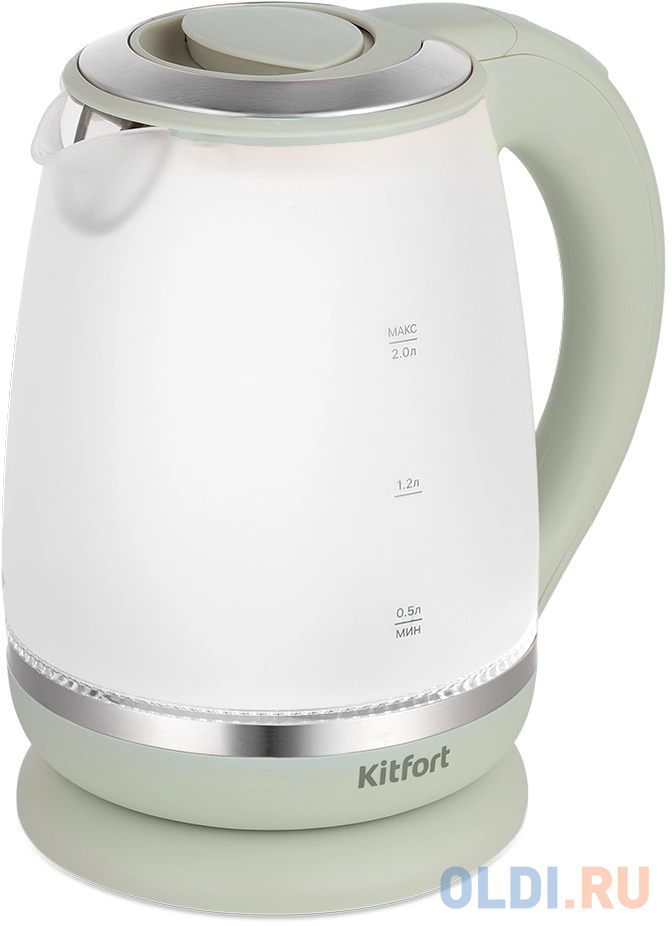 

Чайник электрический Kitfort КТ-6601 2л. 2200Вт бежевый (корпус: стекло)