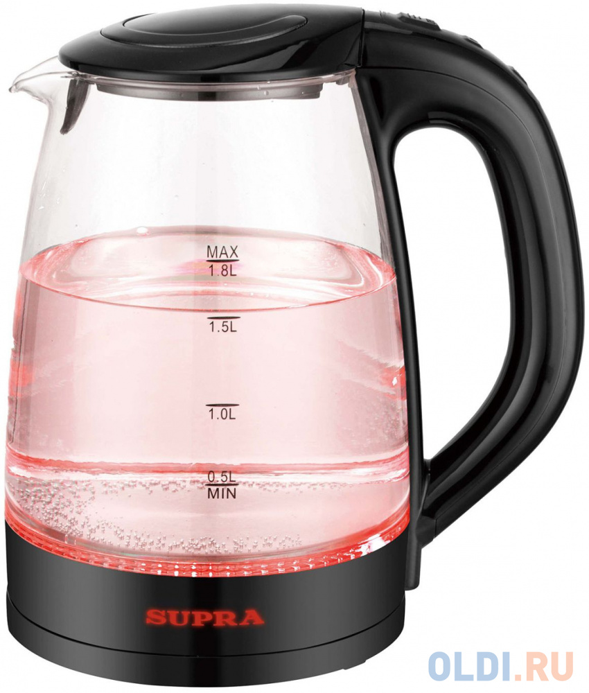 Чайник электрический Supra KES-1811G 1850 Вт чёрный 1.8 л стекло чайник электрический energy e 250 1 7 л стекло пластик
