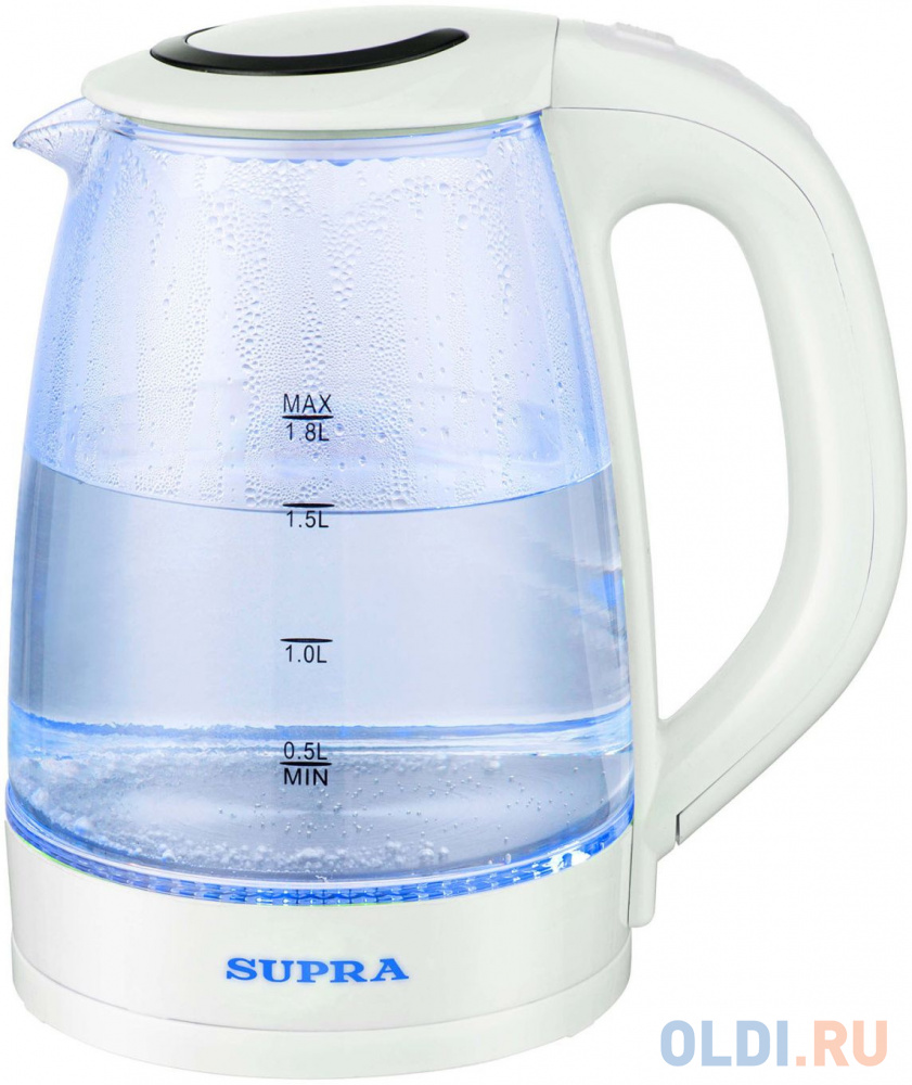 Чайник электрический Supra KES-1812G 1850 Вт белый 1.8 л стекло чайник электрический energy e 250 1 7 л стекло пластик